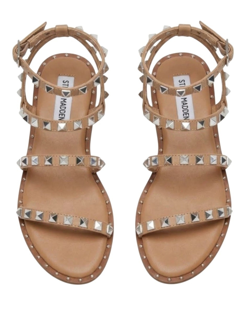 Steve Madden Tan Studded Flat Strappy Travel Sandals Women's 7